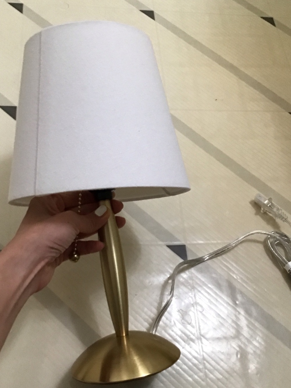 Gold Table Lamp with White Shade